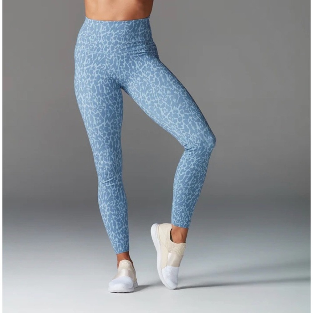 Tavi Noir Womens Blue Leopard Print High Waisted Active Leggings Size S